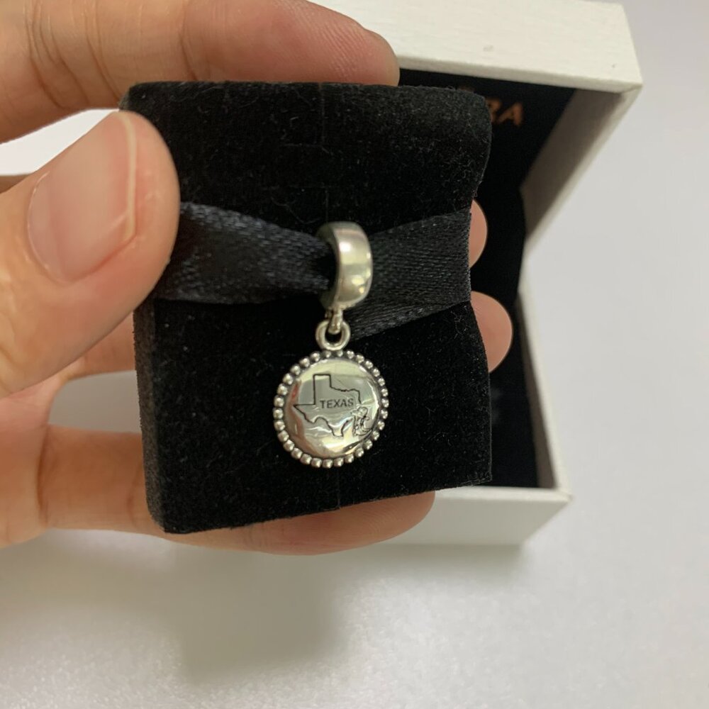Pandora Dallas Texas map Cowboy Boot Exclusive Dangle Charm Pendant
